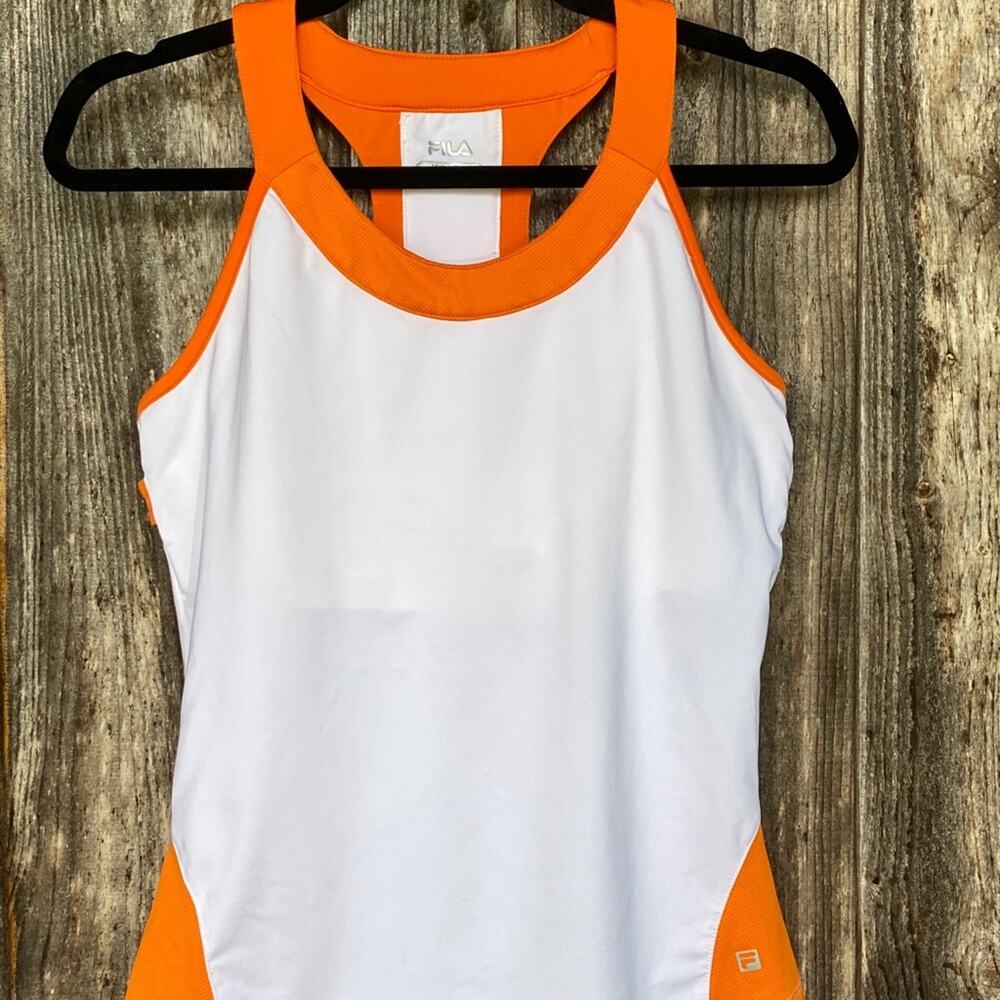 FILA M Orange & White Bra Tank Top Fitness Shirt UNUSED CONDITION